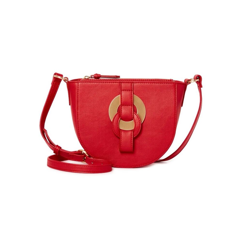 Time and Tru Womens Cecile Fashionable Crossbody Handbag Red